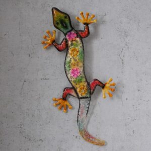 Wanddeko GECKO - bunter Wandschmuck - Metall - H: 55cm - bunt