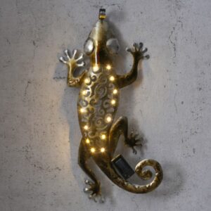 LED Solar Wanddeko GECKO - 15 warmweiße LED - H: 46cm - Dämmerungss...