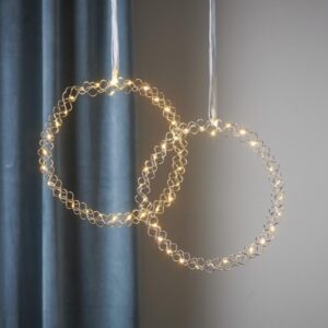 LED Lichtkranz Hoop - 30 warmweiße LED - D: 30cm - Metall - Batteri...