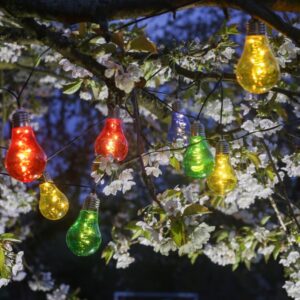 LED Solar Lichterkette GLOW - bunte Glühbirnen mit Drahtlichterkett...