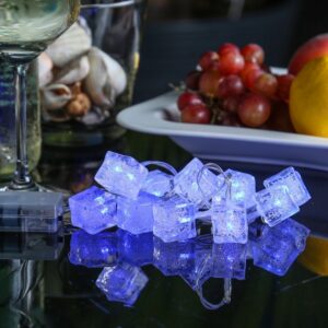 LED Lichterkette EISWÜRFEL - 10 blaue LED - Batteriebetrieb - L: 90...