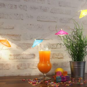 LED Lichterkette - 10 bunte Sonnenschirmchen - warmweißen LED - L: ...