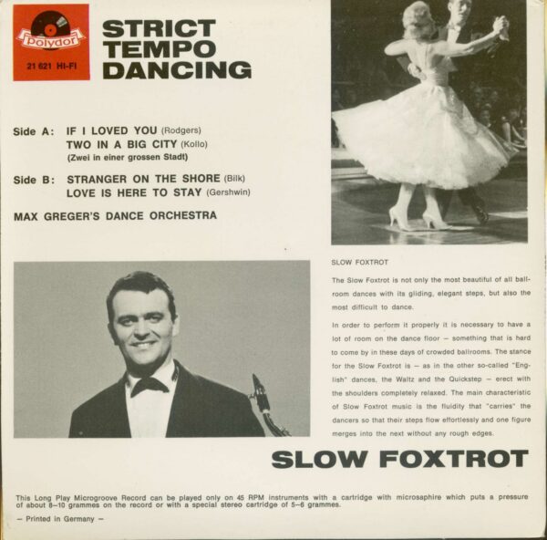 Max Greger's Dance Orchester - Strict Tempo Dancing- Slow Foxtrot (7inch