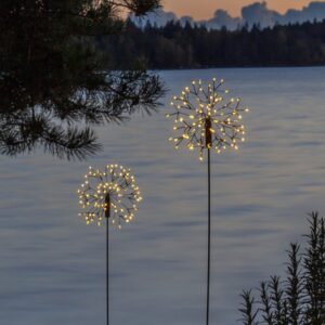 LED Solarstab FEUERWERK Gartendeko - 92 warmweiße LED - H: 85cm - D...