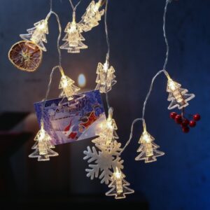 LED Clip Lichterkette TANNENBAUM - 10 Tannenklammern - 10 warmweiße...