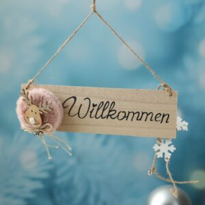 Willkommensschild Rentier mit kleinen Glocken - Türschild - Holz - ...