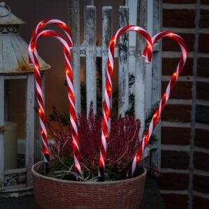 LED Zuckerstangen - je 8 warmweiße LED - H: 44cm - Batterie - Timer...