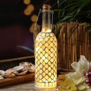 LED Flasche mit Mosaiksteinen - 10 warmweiße LED an Drahtlichterket...