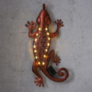 LED Solar Wanddeko GECKO - 15 warmweiße LED - H: 46cm - Dämmerungss...