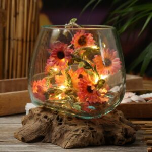 LED Lichterkette Blumen - 20 warmweiße LED - Batterie - Timer - L: ...