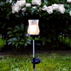 LED Solarstab "Lyon" - klares Glas - gelbe LED - H: 52cm - D: 7cm -...