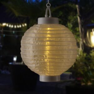 LED Solar Lampion - 1 warmweiße LED - H: 23cm - D: 20cm - Lichtsens...