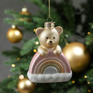 Weihnachtsbaumschmuck Teddybär mit Regenbogen - Christbaumschmuck -...