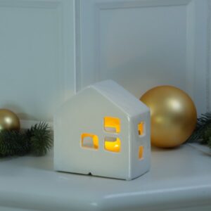 LED Haus - Porzellan Lichthaus - warmweiße LED - H: 13cm - inkl. Ba...