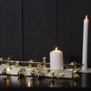 LED-Lichterkette "Xmas" - 10 warmweiße LED - goldene Kugeln und Ste...