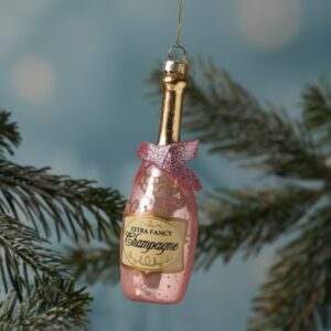 Weihnachtsbaumschmuck CHAMPAGNER Flasche - Glas - inkl. Aufhänger -...