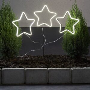 LED Neon Gartenstecker Sterne - 216 weiße LED - H: 60cm - 8 Funktio...