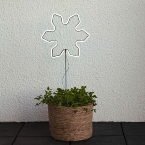 LED Neon Gartenstecker Schneeflocke - 117 weiße LED - H: 60cm - 8 F...