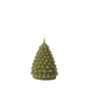 LED Kerze Tannenbaum - Echtwachs - flackernde 3D Flamme - H: 11cm -...