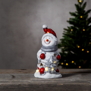 LED Keramik Figur "Friends" - Schneemann - 6 warmweiße LED - H: 23c...