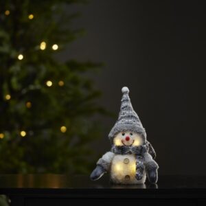 LED Stoff Figur Schneemann - graue Mütze & Schal - 4 warmweiße LED ...