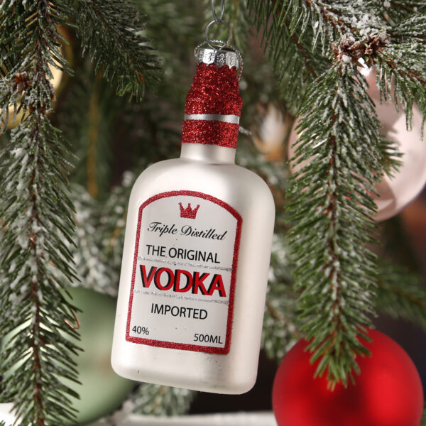 Weihnachtsbaumschmuck VODKA Flasche - Glas - Christbaumschmuck  - H: 13