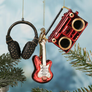 Weihnachtsbaumschmuck MUSIKSET - Glas- Christbaumschmuck - Kopfhörer/Gitarre/Ghettoblaster - 3er Set