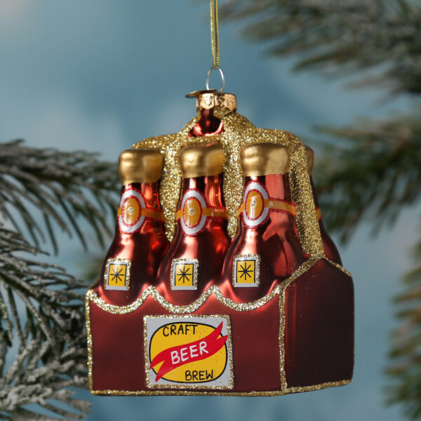 Weihnachtsbaumschmuck SIXPACK Craftbeer - Glas - Christbaumschmuck - H: 11