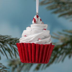 Weihnachtsbaumschmuck MUFFIN - Polyresin - inkl. Aufhänger - matt - H: 8cm - weiß