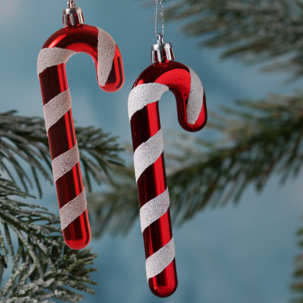 Weihnachtsbaumschmuck ZUCKERSTANGE - bruchfest - inkl. Aufhänger - H: 12cm - rot