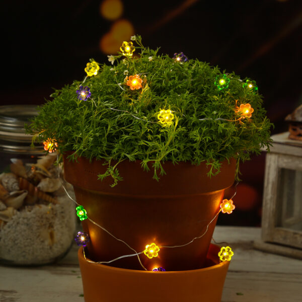 LED Drahtlichterkette Blume - 20 warmweiße LED - L: 1