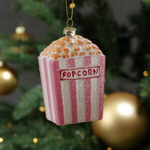 Weihnachtsbaumschmuck Popcorn Tüte - lustiger Christbaumschmuck - bruchfest - H: 10cm - rosa