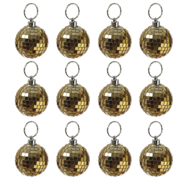 Christbaumschmuck Discokugel - Spiegelkugel 5cm  - Weihnachtskugel - 5x5mm Spiegel - gold - 12St.