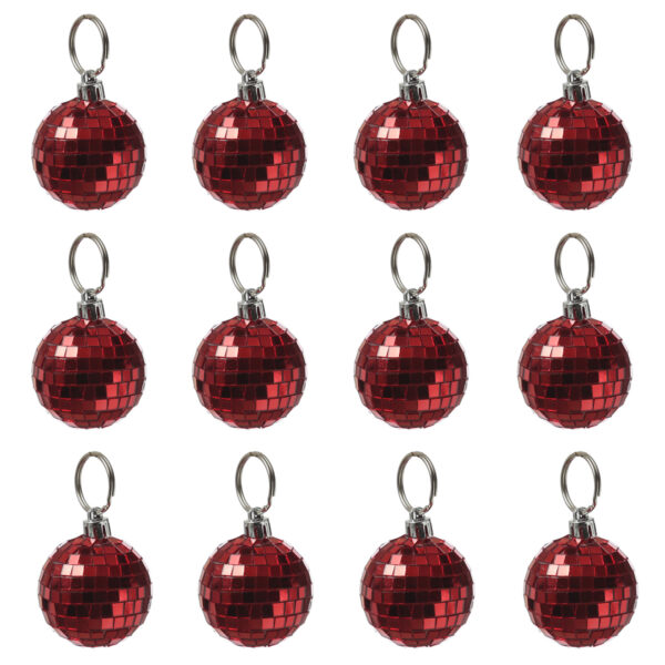 Christbaumschmuck Discokugel - Spiegelkugel 5cm  - Weihnachtskugel - 5x5mm Spiegel - rot - 12St.