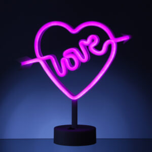 LED NEON Figur LOVE - pinkes Herz mit Pfeil - Neon Schild - H: 25cm - Batterie oder USB Betrieb