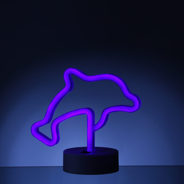 LED NEON Figur DELFIN - Neonlicht - H: 19cm - Batterie oder USB Betrieb - stehend - blau