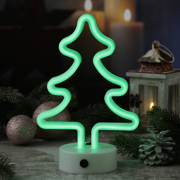 LED NEON Figur TANNENBAUM - Neonlicht - H: 27cm - Batterie oder USB Betrieb - grün