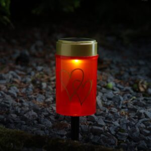 LED Solar Grablicht Herz - Grabkerze - H: 12cm - D: 7cm - Lichtsens...