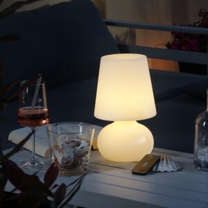 LED Garten Tischlampe - Schirmlampe - wetterfest - dimmbar - mit Fe...