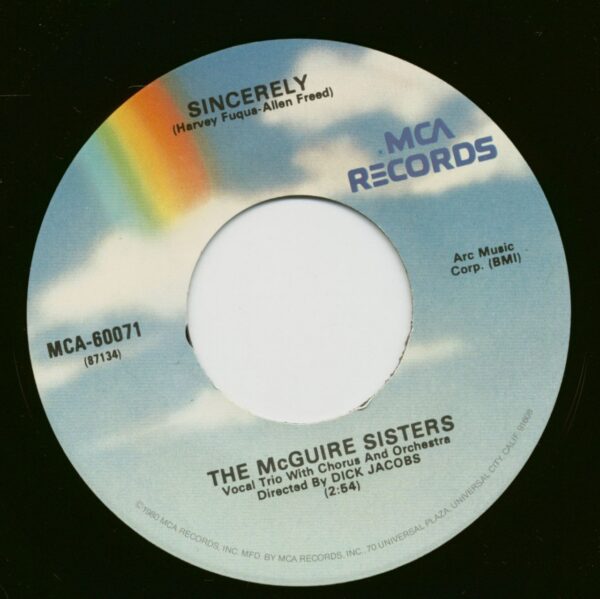 The McGuire Sisters - Sincerely - Sugartime (7inch