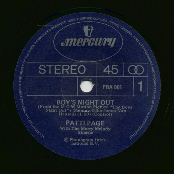 Patti Page - Boy's Night Out - Three Fools (7inch