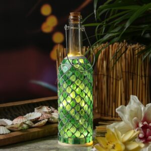 LED Flasche mit Mosaiksteinen - 10 warmweiße LED an Drahtlichterket...