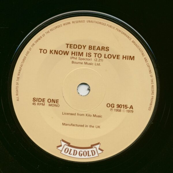 Teddy Bears And Jody Reynolds - To Know Him Is To Love Him - Endless Sleep (7inch