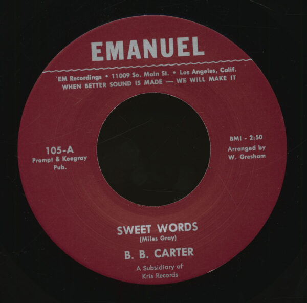 B.B. Carter - Sweet Words - Leave Me Alone (7inch