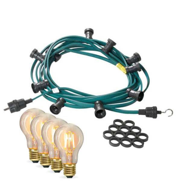 Illu-/Partylichterkette 10m - Außenlichterkette - Made in Germany - 20 Edison LED Filamentlampen