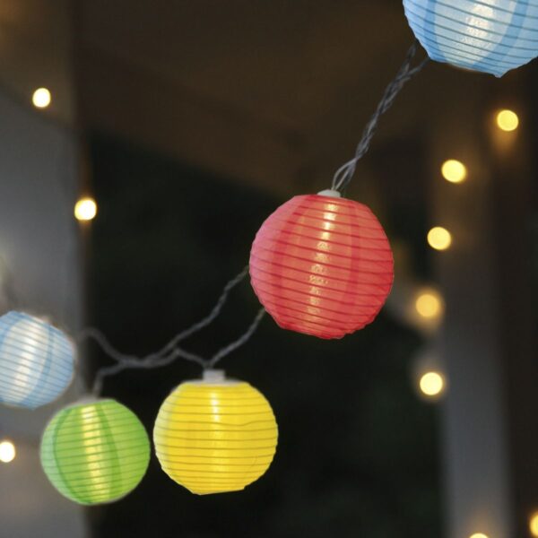 LED Lichterkette LAMPION - 10 bunte Lampions mit warmweißen LED - 4