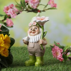 Gartenzwerg BERT - Zwerg mit Vögelchen und Blume - Gartenfigur - Po...