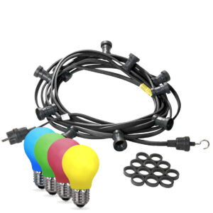 Illu-/Partylichterkette 5m - Außenlichterkette - Made in Germany - 5 x bunte LED Tropfenlampen