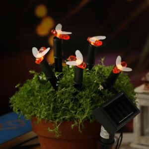 LED Solar Lichterkette Bienen - 5 Gartenstecker - L: 1