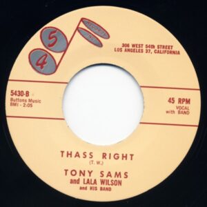 Tony Sams - Tony Sams For President - Thass Right 7inch